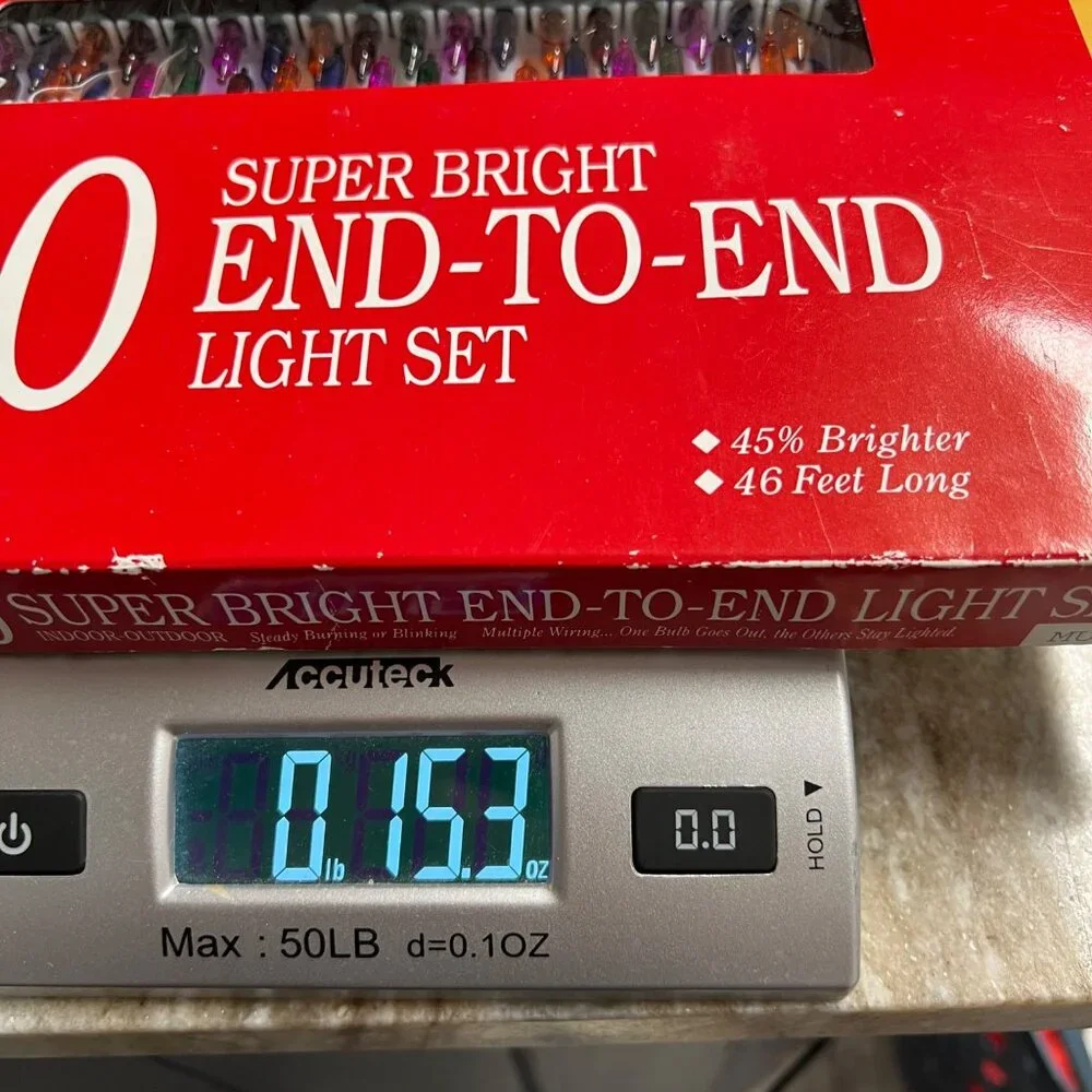 Holiday Time 100 Super Bright End-To-End Light Set 46 Ft Long Multi-Color Bulbs